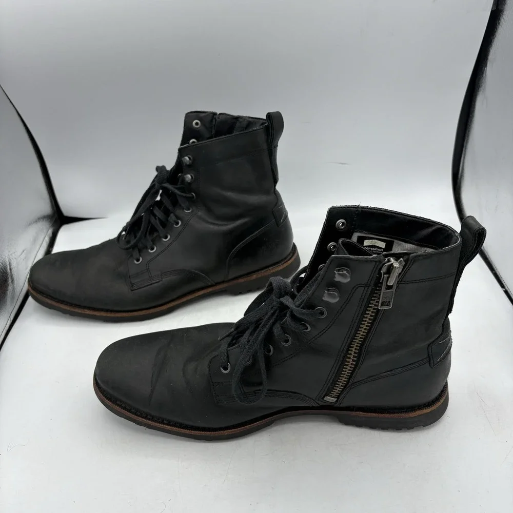 Timberland Boots Mens Size 10 Combat Black Leather Defender Repellent